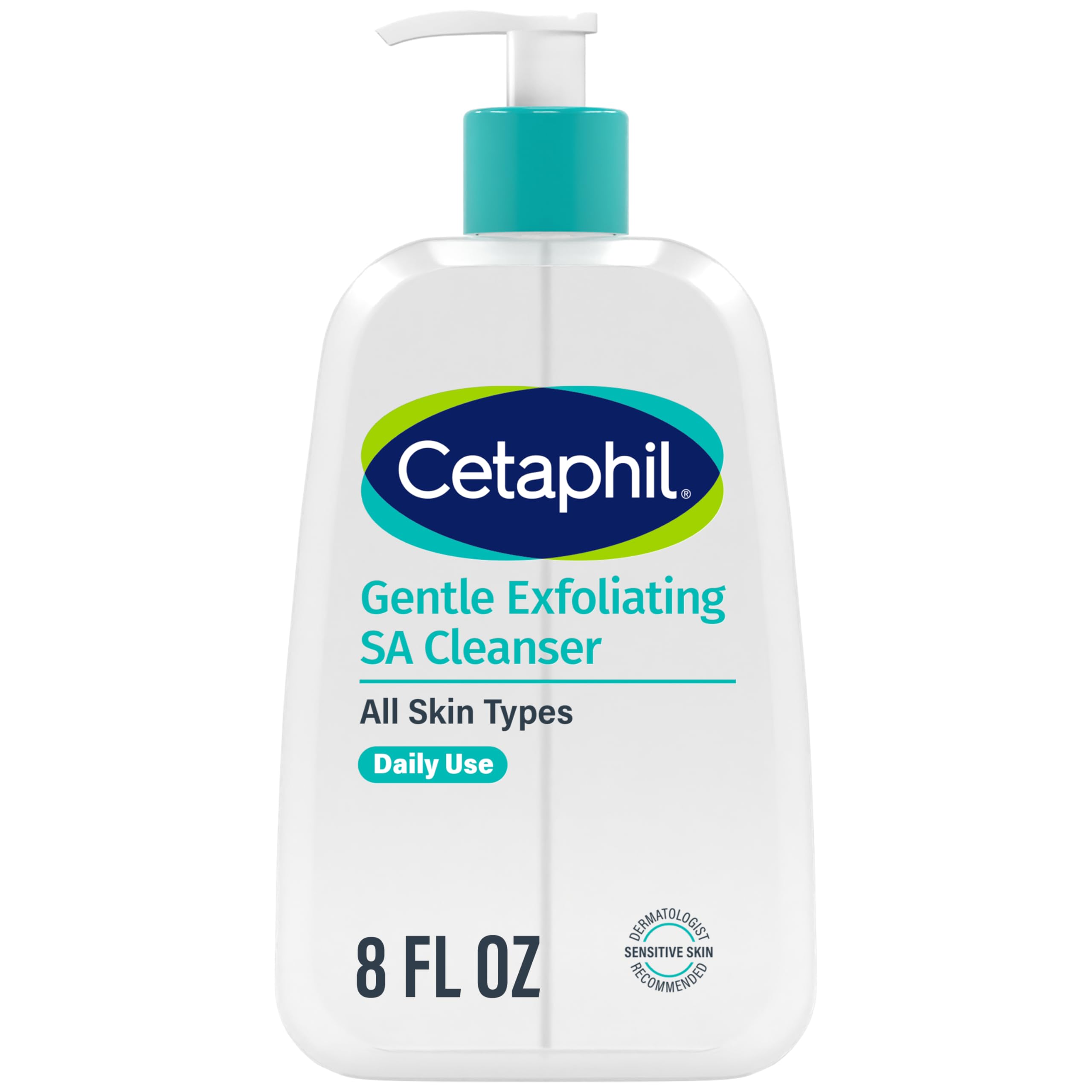 Cetaphil Gentle Exfoliating SA Cleanser, Foaming Gel Cleanser for All Skin Types, 8 Oz Pump Bottle, Salicylic Acid, Mandelic Acid & Gluconolactone, Gently Exfoliates, Dermatologist Recommended Brand