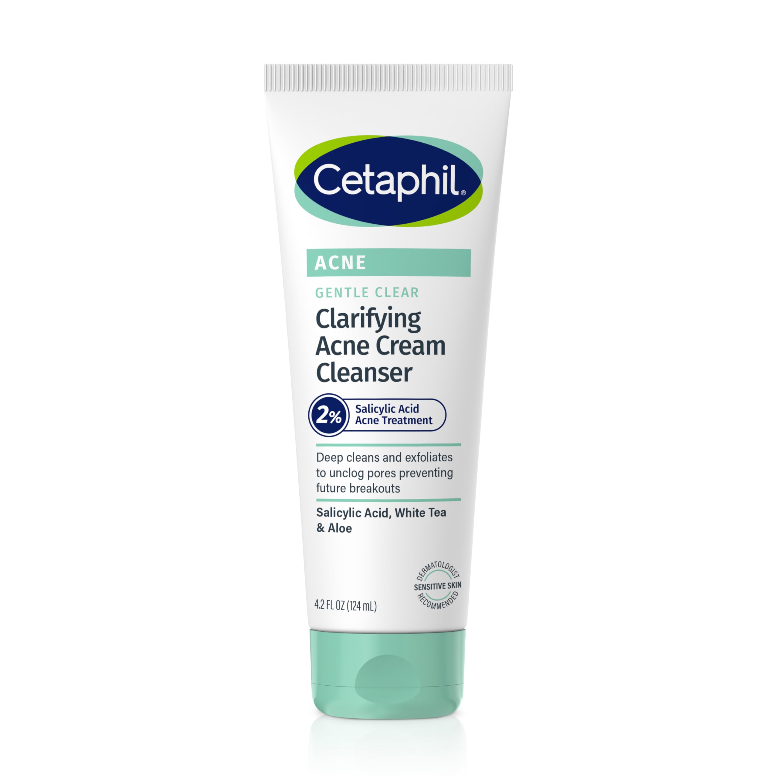 Cetaphil Acne Face Wash, Gentle Clear Clarifying Acne Cream Cleanser with 2% Salicylic Acid, Deep Cleans & Treats Acne Prone Skin, Skin Care for Sensitive Skin, 4.2oz