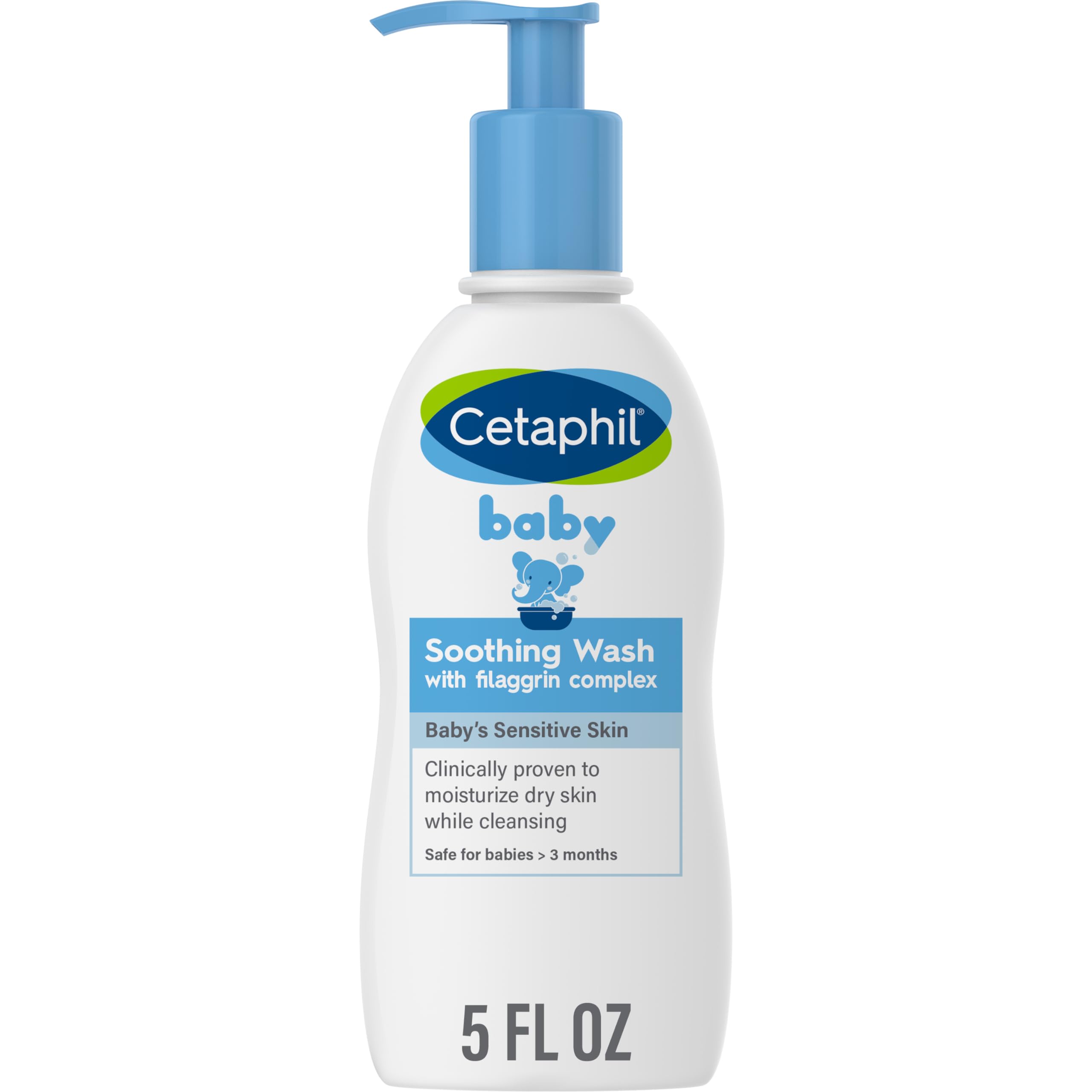 Cetaphil Baby Body Wash, Soothing Wash, Creamy & Gentle for Sensitive Dry Skin, Made with Colloidal Oatmeal and Niacinamide, Fragrance Free, Hypoallergenic, 5oz