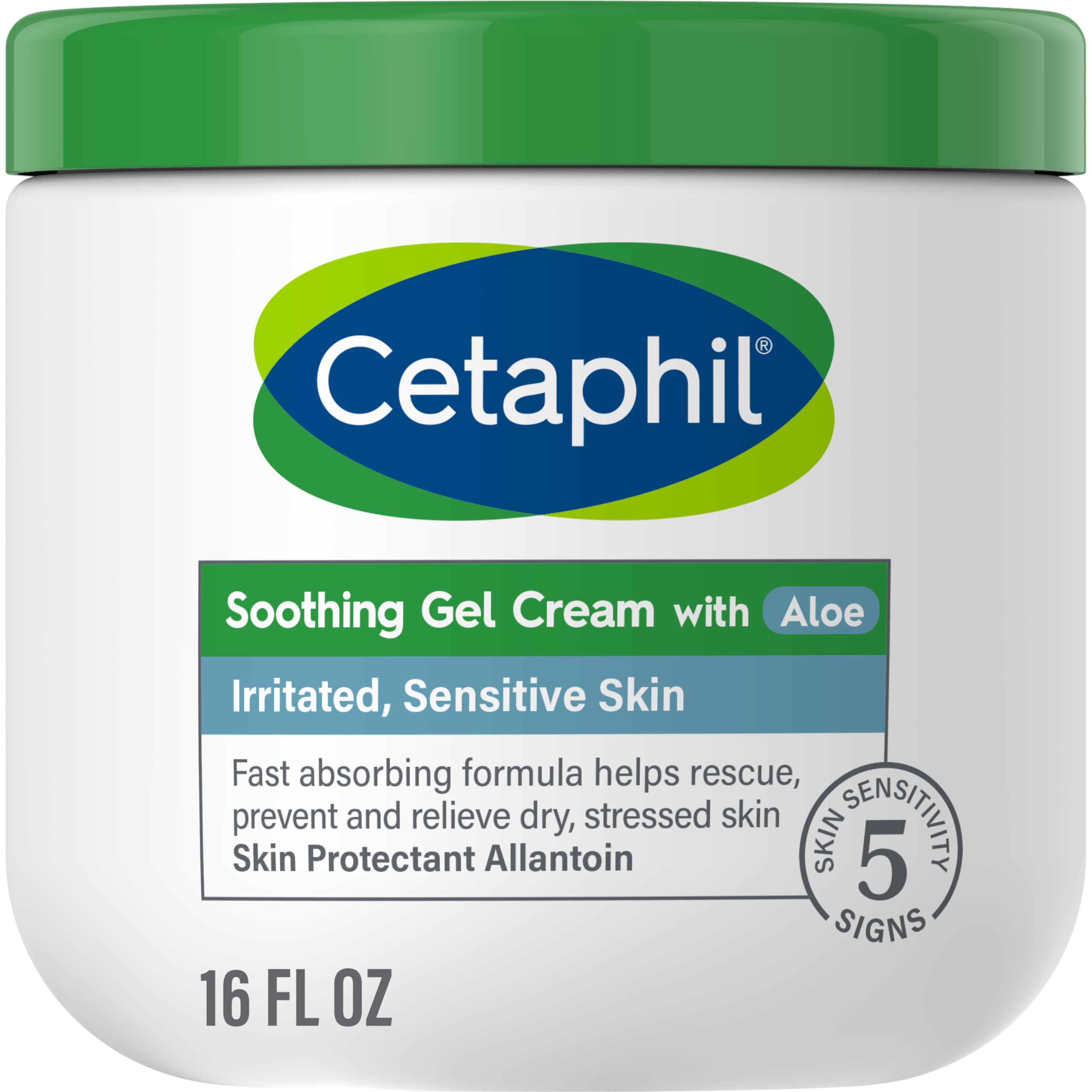 Cetaphil Soothing Gel-Cream with Aloe Instantly Soothes and Hydrates Sensitive Skin, Fragrance and Paraben Free, 16 oz