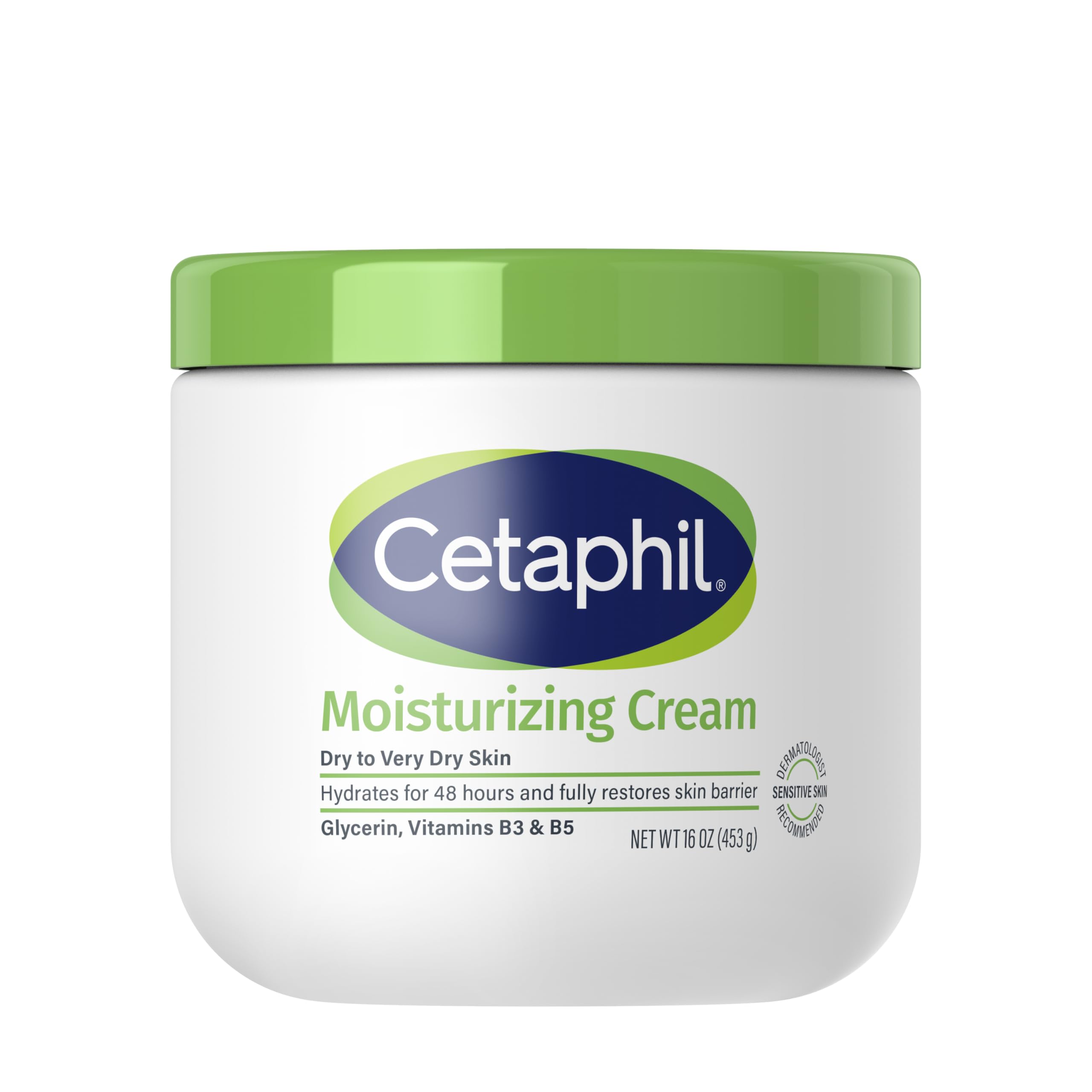 Cetaphil Face & Body Moisturizer, Hydrating Moisturizing Cream for Dry to Very Dry, Sensitive Skin, NEW 16 oz, Fragrance Free, Non-Comedogenic, Non-Greasy